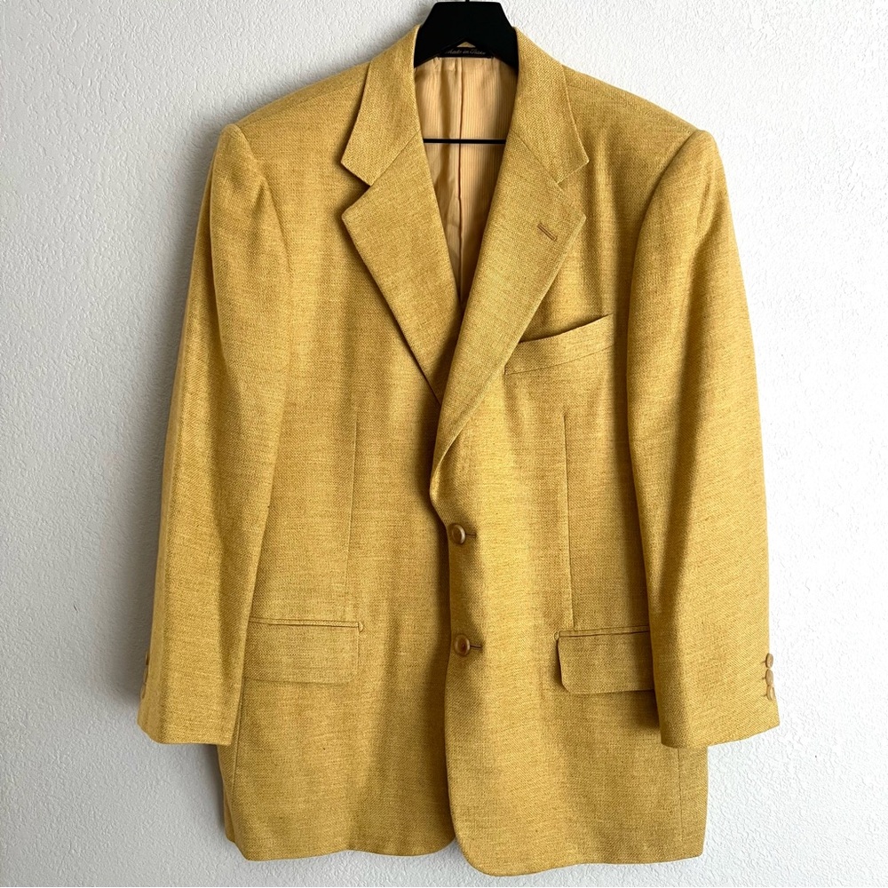 Paul Zileri Loro Piana Mens Cashmere Silk Blazer Size 42R (52 IT) Yellow